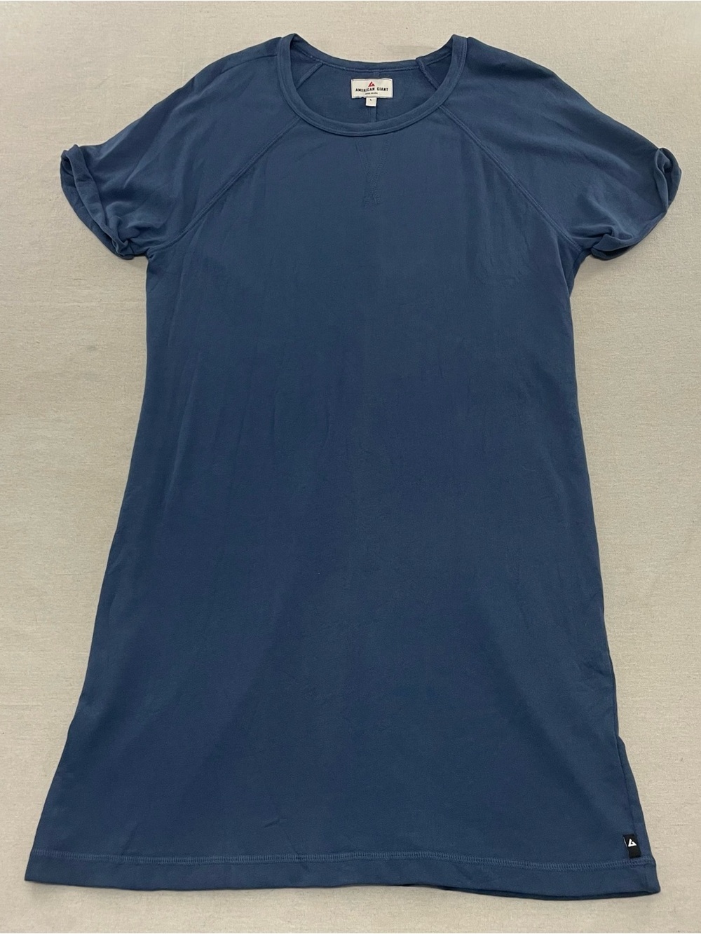 American Giant Maxi T-Shirt Dress Size Large Blue Short Sleeve Cotton